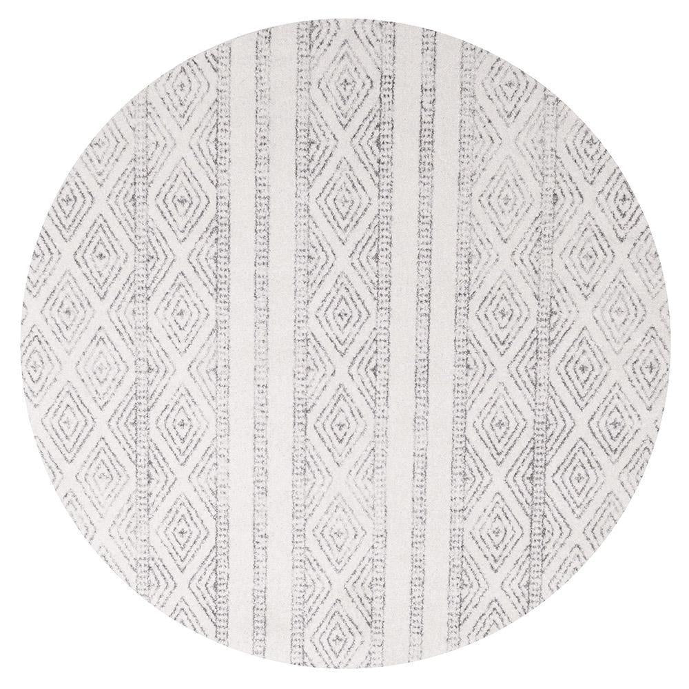Regent WHITE AND GREY TRIBAL ROUND RUG - Image 2