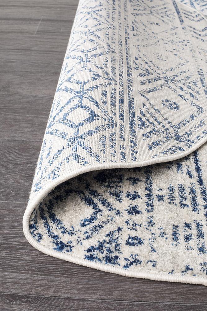 Regent Rugs Regent WHITE BLUE RUSTIC ROUND RUG - Rugs On The Run
