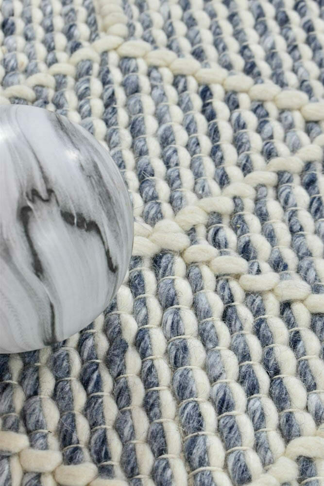 Labin Blue White Wool Rug - Image 8