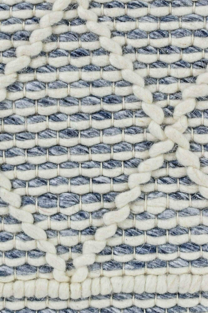Labin Fringe Blue White Wool Rug - Image 6